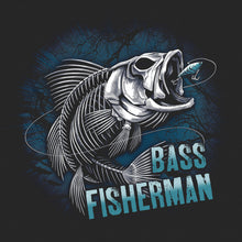 Load image into Gallery viewer, Bass Fisherman Skeleton T-Shirt - Navy Blue