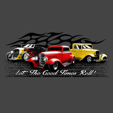 Load image into Gallery viewer, Let The Good Times Roll Hot Rod Car T-Shirt - Charcoal Gray