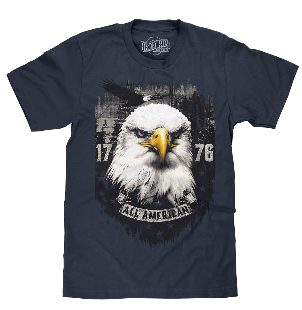 All American Bald Eagle 1776 T-Shirt - Navy Blue