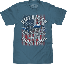 Load image into Gallery viewer, American Motorcycle Traditions Since 1937 T-Shirt - Slate