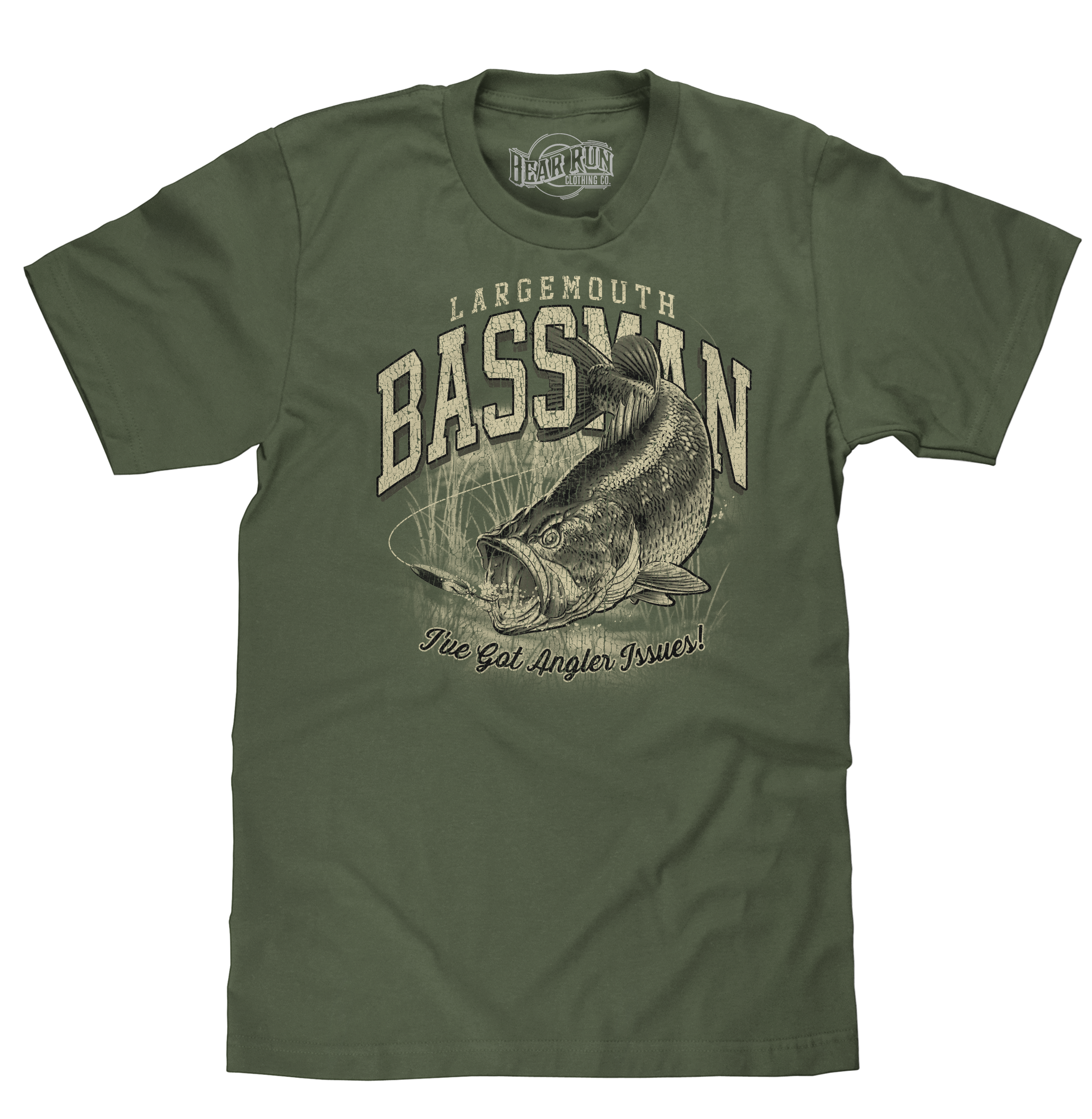 Largemouth Bassman Angler Issues T-Shirt - Moss Green – Bear Run