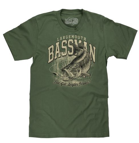 Largemouth Bassman Angler Issues T-Shirt - Moss Green