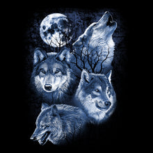 Load image into Gallery viewer, Howl At The Moon Wolf Pack T-Shirt - Black