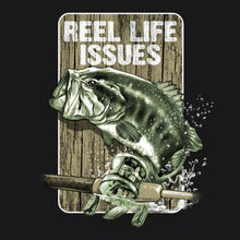 Load image into Gallery viewer, Bass Fishing Reel Life Issues T-Shirt - Black