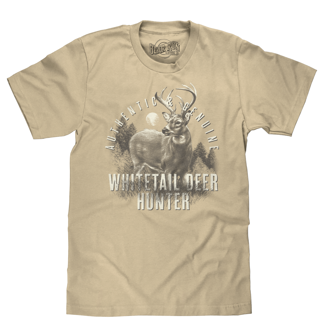 Authentic Genuine Whitetail Deer Hunter T-Shirt - Putty Beige